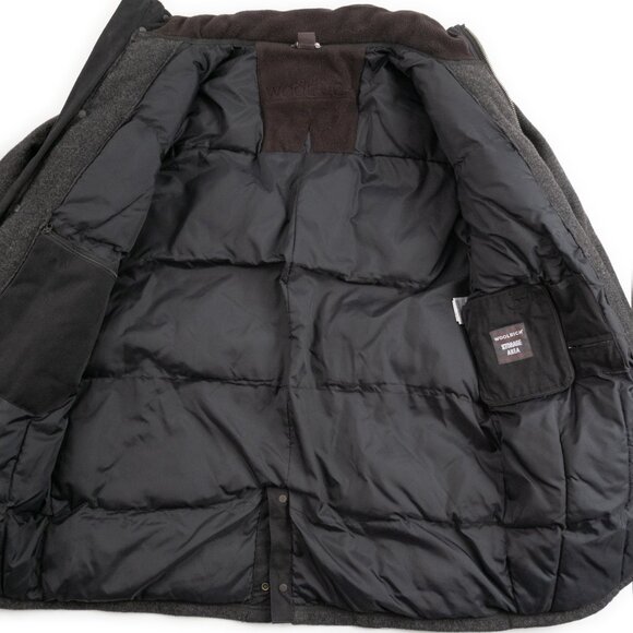 WOOLRICH Onyx charcoal grey heavy wool blend parka length winter jacket size L - Picture 4 of 14